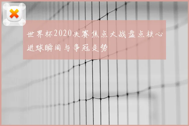 世界杯2020决赛焦点大战盘点核心进球瞬间与争冠走势