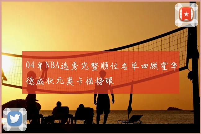 04年NBA选秀完整顺位名单回顾霍华德成状元奥卡福榜眼